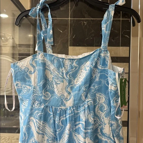 Lilly Pulitzer Blue and White Tie-Shoulder Sundress - Picture 2 of 3